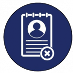 Cartoon-Style notepad with a profile picture, lines beneath it, and an "X" on the bottom.